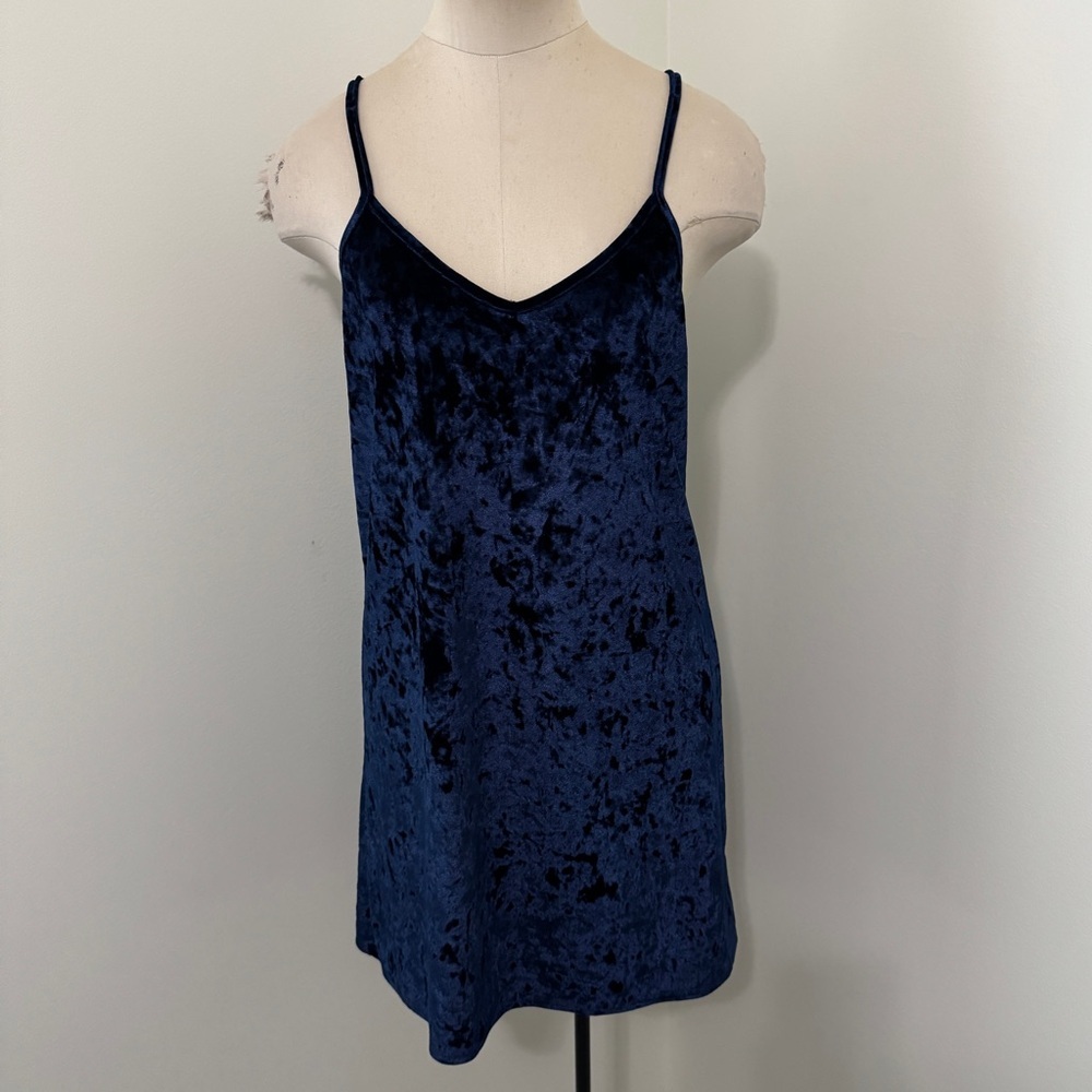 Project Social T Small Blue Velvet Mini Slip Dress ~ Whimsy Goth Night Out Sexy